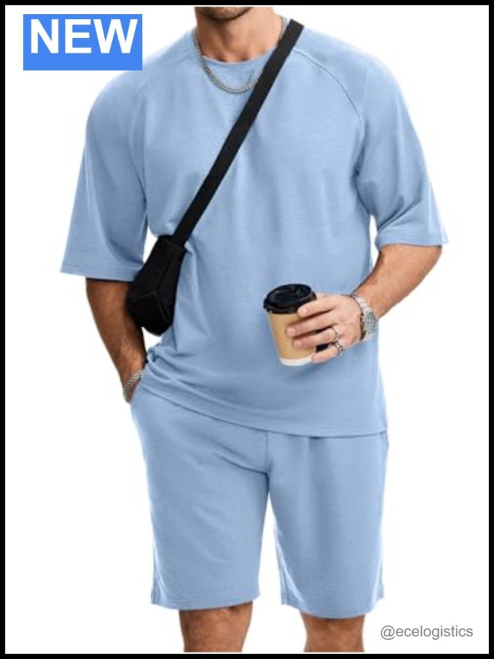Mens 2 Piece Summer Outfit Raglan Sleeve T-Shirt & Shorts Set Tracksuit